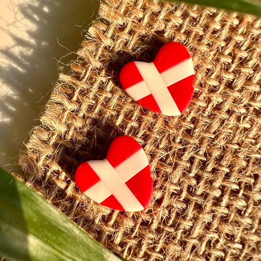 Dannebrog små ørestikker - hjerte