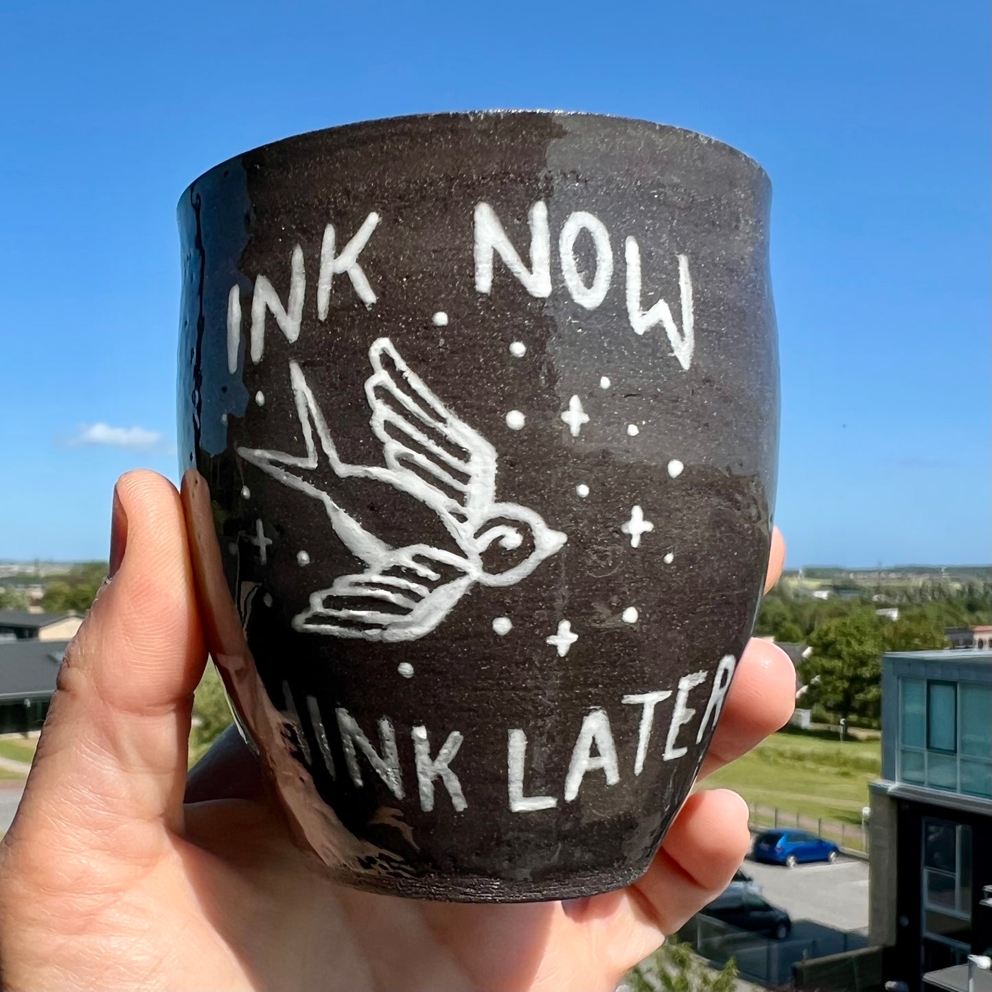 Keramikkop Ink now think later